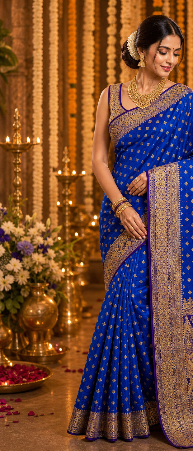 Royal Blue Banarasi saree