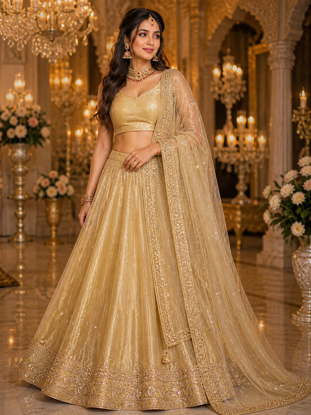 Golden bridal lehenga