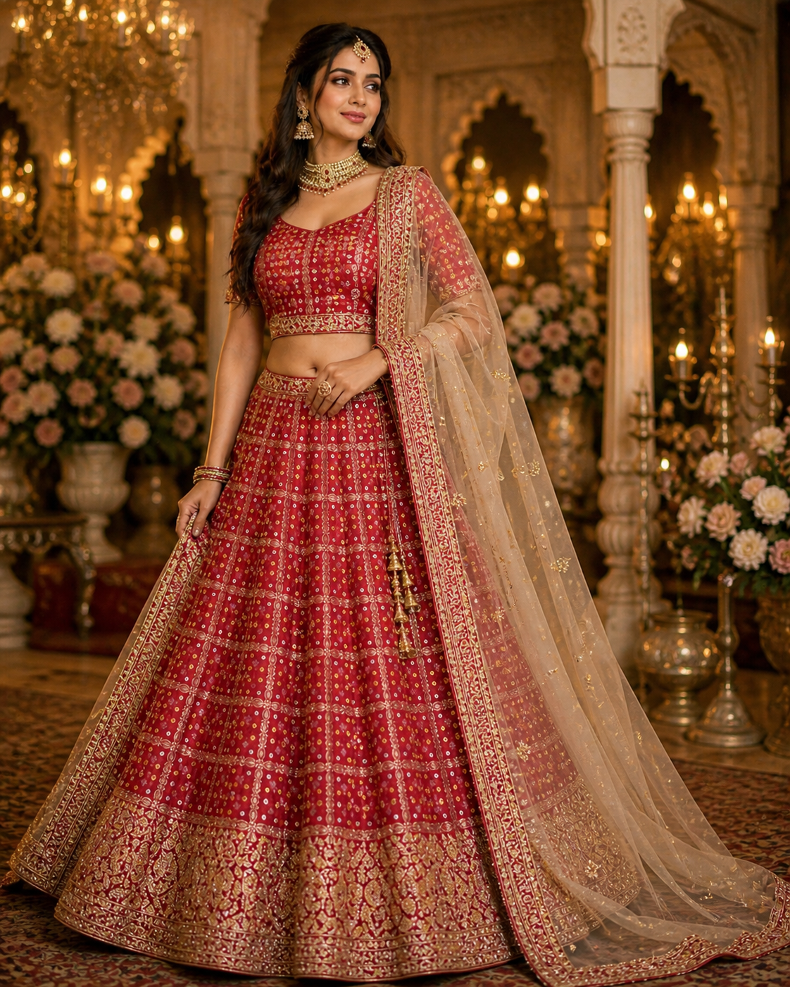 Maroon bridal lehenga