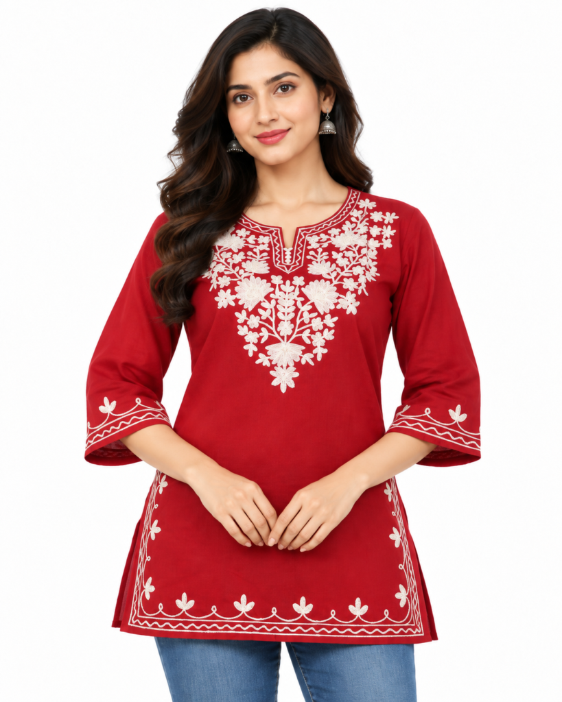 maroon chikankari 2