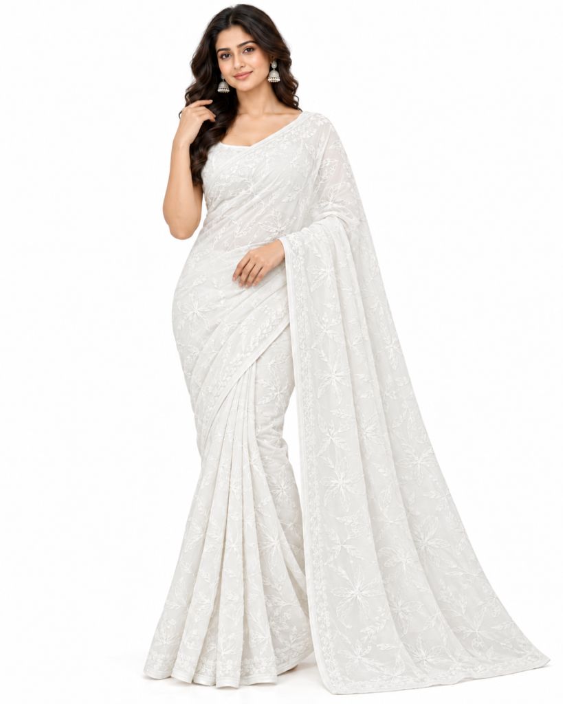 white lucknow chikan 2